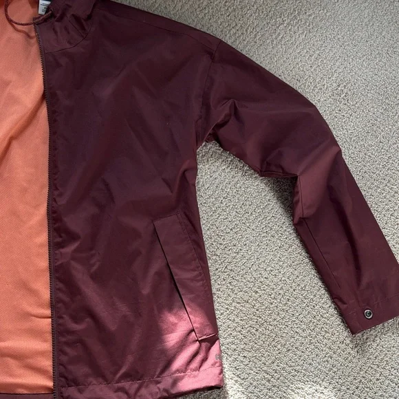 Maroon REI Hooded Jacket with Orange Lining - Picture 3 of 4